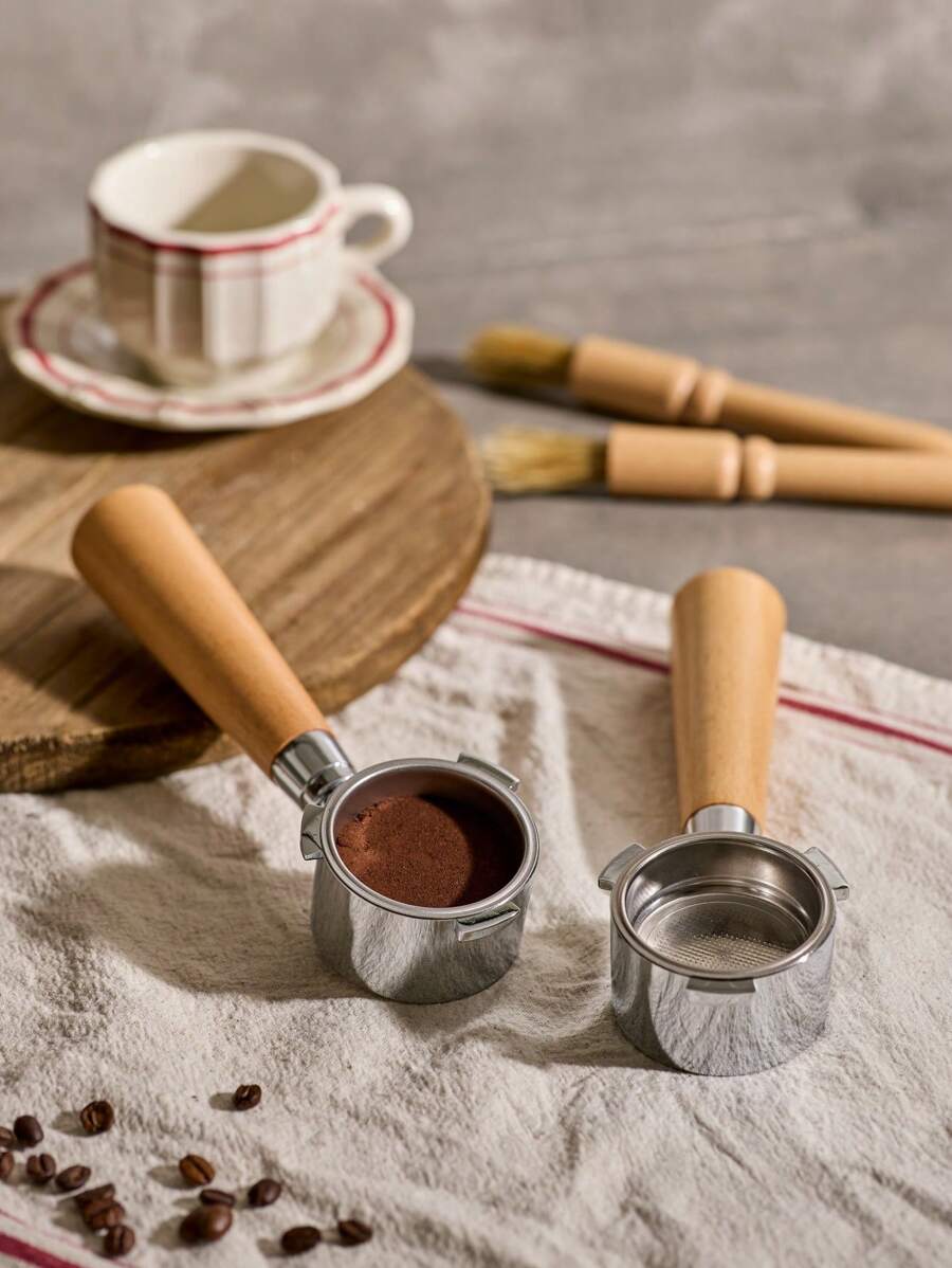 Cirelle 咖啡无底把手 51MM家用三耳实木手柄 咖啡机配件 改装木质咖啡手柄