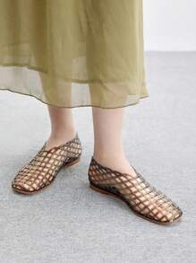 CUCCOO BIZCHIC 女士圆头水晶装饰平底沙滩度假鞋 - 黑色 - 查看 4