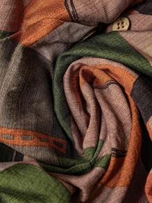 EMERY ROSE 大码女式夏季印花纽扣装饰上衣和松紧腰宽松阔腿裤两件套