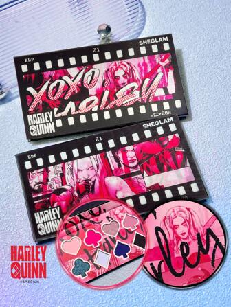 Harley Quinn X SHEGLAM Mad Love Color Palette Multi-Use Palette Glitter Shimmer Evenly Pigmented Graduation Birthday Holiday Summer Fall Autumn Y2K Fancy Fashion Women Makeup Cosmetic Party Beach Travel Camping Outdoors School Campus Trip Festivals Decor Gift Present Rose Girl Cosplay Best Color Charm Vibe