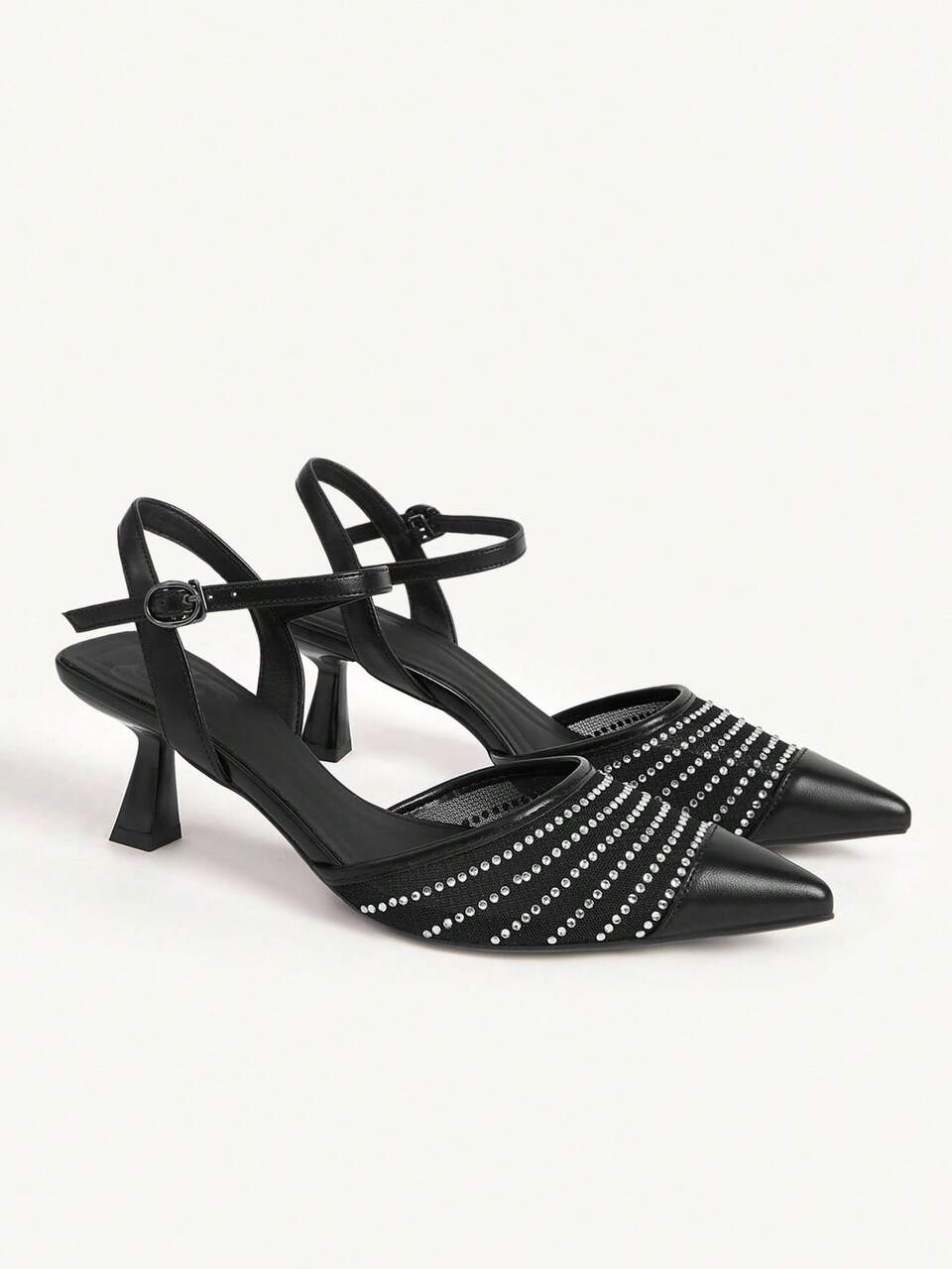 CUCCOO CHICEST Women's Elegant, Glamorous And Sexy Pointed Toe High Heel Shoes With Sparkling Rhinestones And Mesh Panels, Suitable For Formal Occasions, Parties, Dates, Afternoon Tea, Halloween, Christmas, Thanksgiving