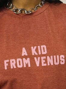 COUREZ Áo thun tay ngắn dáng rộng in hình họa tiết / Áo mùa hè dễ thương cho nữ / Phong cách đường phố thường ngày / Chất liệu cotton Y2K - Đỏ - Xem 5