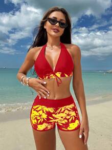 Swim Lushoire Bộ đồ bơi họa tiết hoa dành cho nữ, họa tiết ngẫu nhiên, đi nghỉ và đi biển - Nhiều màu - Xem 3