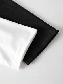 SHEIN 2pcs Boys Casual Crew Neck Long Sleeve T-Shirts, Black And White, Multi-Purpose Inner/Outer Wear, Spring, Autumn, Winter Fall - Black and White - View 5