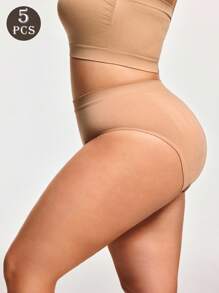 Shapelle Forme 5 Stücke/Set große Größen nahtlose Unterwäsche mit hoher Taille und Einfarbig