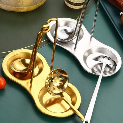 Titanium-Plated Multi-Color Stainless Steel Soup Spoon And Hot Pot Spoon Holder, Western Minimalist Kitchen Strainer Rack Organizer, Multi-Purpose Utensil Stand