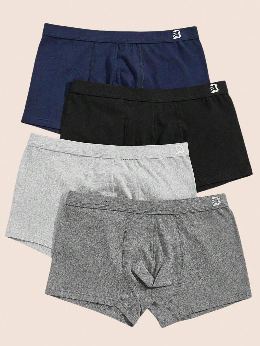 Manfinity Underwear&Sleepwear Basics Men 4pcs Letter Graphic Boxer Brief - Multicolor - View 1