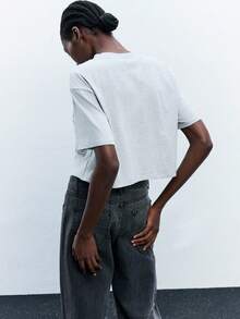 Maija Damen Rundhals Top mit Spitzenbesatz und Kurzarm, minimalistisch elegante Mode für den urbanen Arbeitsweg, Business Lässig, Lehrerin Uniform, Bürokleidung, Schuloutfit, Basic Pullover, Vintage Stil