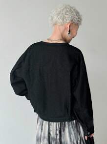 FRIFUL 女士休闲百搭纯色牛仔夹克 - 藍色 - 查看 4