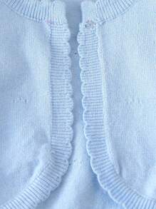 SHEIN Vintaside Kids Baby Girls' White Fashionable Casual Minimalist Solid Cropped Knit Cardigan