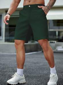 Manfinity Homme Men's Summer Casual Solid Color Waffle Texture Slant Pocket Shorts