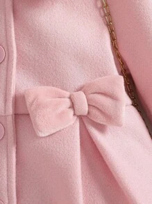 Souflis Souflis Baby Girls' Fluffy Collar Bow Decor Long Sleeve A-Line Woolen Coat. The 3D Bow And Fluffy Collar Design Is Simple Yet Elegant. The Long Sleeve A-Line Silhouette Is Classic And Fashionable. Whether Or Attending A Party, The Baby Will Be The Center Of Attention. Baby Girl Pink Coat Baby Girl Winter Coat Toddler Girl Coat Pink Baby Coat Baby Girl Coat With Fur Collar Fall