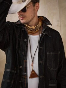 RivetRise 百搭多口袋宽松牛仔夹克 - 黑色 - 查看 5