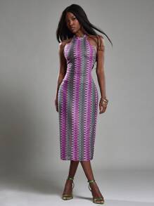 NYA SZN Đầm Halter Cổ Cao Brunch Casual Hàng Ngày Đi Chơi Xuân Hè Đầm Midi Trang Phục Cho Phụ Nữ - Nhiều màu - Xem 1