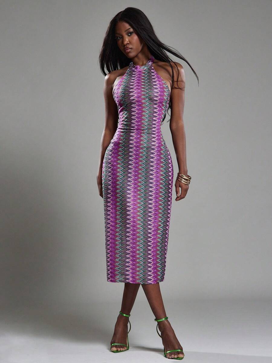 NYA SZN Đầm Halter Cổ Cao Brunch Casual Hàng Ngày Đi Chơi Xuân Hè Đầm Midi Trang Phục Cho Phụ Nữ - Nhiều màu - Xem 1