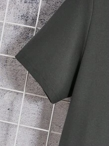 Manfinity Homme 狂野西部牛仔骑马印花修身短袖 T 恤，男士休闲时尚，深灰色