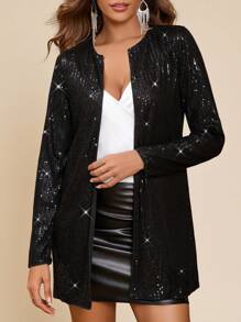 Amorya 女士亮片装饰优雅休闲长袖开衫