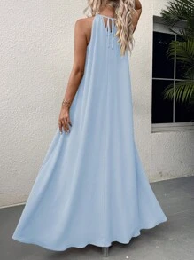 EMERY ROSE Women's Solid Color Simple Daily Wear Swing Neck Halter Dress Maxi Vacation Beach Outfit Baby Blue - Mint Blue - View 2