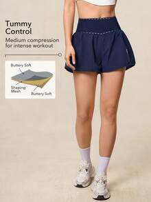 OutZeal 女式收腹透气弹力内置短裤可收纳口袋运动短裤健身房网球跑步