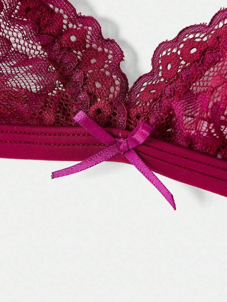 Two-Tone Lace Lingerie Set With Scalloped Bra And Matching Brazilian Panties Spring Summer