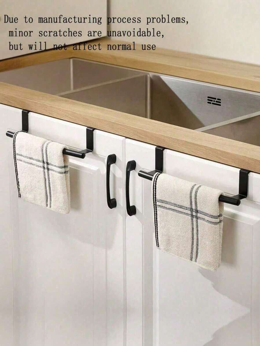 Single Rod Towel Rack Cabinet Door Back Type Hanging Rack Non-Punched Towel Rod,Kitchen Organizer,Kitchen Items,Organiser, Hanger,Kitchen Tools - Black - View 1