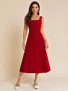 Amorya Của phụ nữ Váy chữ A - Đỏ - Xem 4