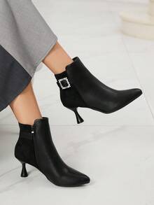 Sleekvia Bottes cheville noires de base pour femmes pour le trajet domicile-travail