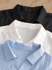 HIMLAND 3pcs Pack Men's Minimalist Silky Short Sleeve Polo Shirt, Summer Collared Shirts Men Shirts Cropped Shirts Boxy Shirts Unisex Shirts, Men's Knit Polo, Ribbed Polo Shirt Men, Johnny Collar Polo, Textured V-Neck Shirt, Men's Summer Business Casual Top, Lightweight Pullover Polo, Minimalist Solid Color Polo, Waffle Knit Polo, Moisture-Wicking Golf Shirt, Men's Ribbed Knit Polo Shirt, Textured Short Sleeve With Johnny Collar, Modern Fit Business Casual Pullover Tee Men Collared Shirts, Old Money