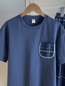 SHEIN Tween Boys' Blue Plaid Simple Silhouette Pajama Set, Casual Collegiate Comfortable Fashion Minimalist Versatile Soft Fabric Suitable For Daily Wear, School, Outings, And Home Teen Boy 2 Piece Set Boys Plaid Pajama Set Teen Boy Plaid Set Boys Matching Pajama Set 2 Piece Plaid Set Boys Pajama Set Boys Matching Set 2 Piece Plaid Outfit Boys Baby Blue - Blue - View 7