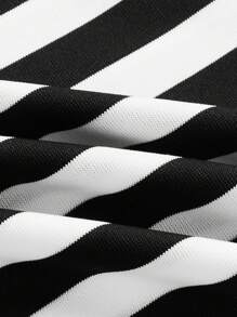 SHEIN EZwear 3 件套黑色、粉色、黑白条纹女士短款吊带背心上衣，性感紧身，适合夏季 - 彩色 - 查看 3