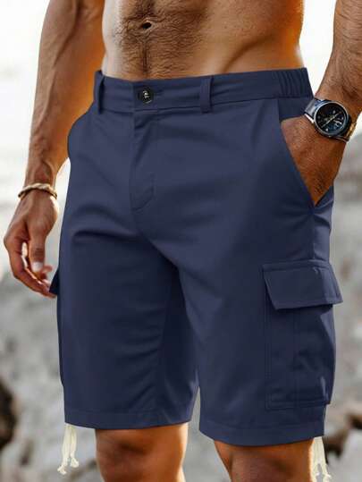 Manfinity LEGND Men's Fashionable Multi-Pocket Casual Shorts, Light Grey, Summer Men Navy Blue Cargo Shorts Navy Blue Shorts Men Men Cargo Shorts Men Cargos Cargo Shorts Men