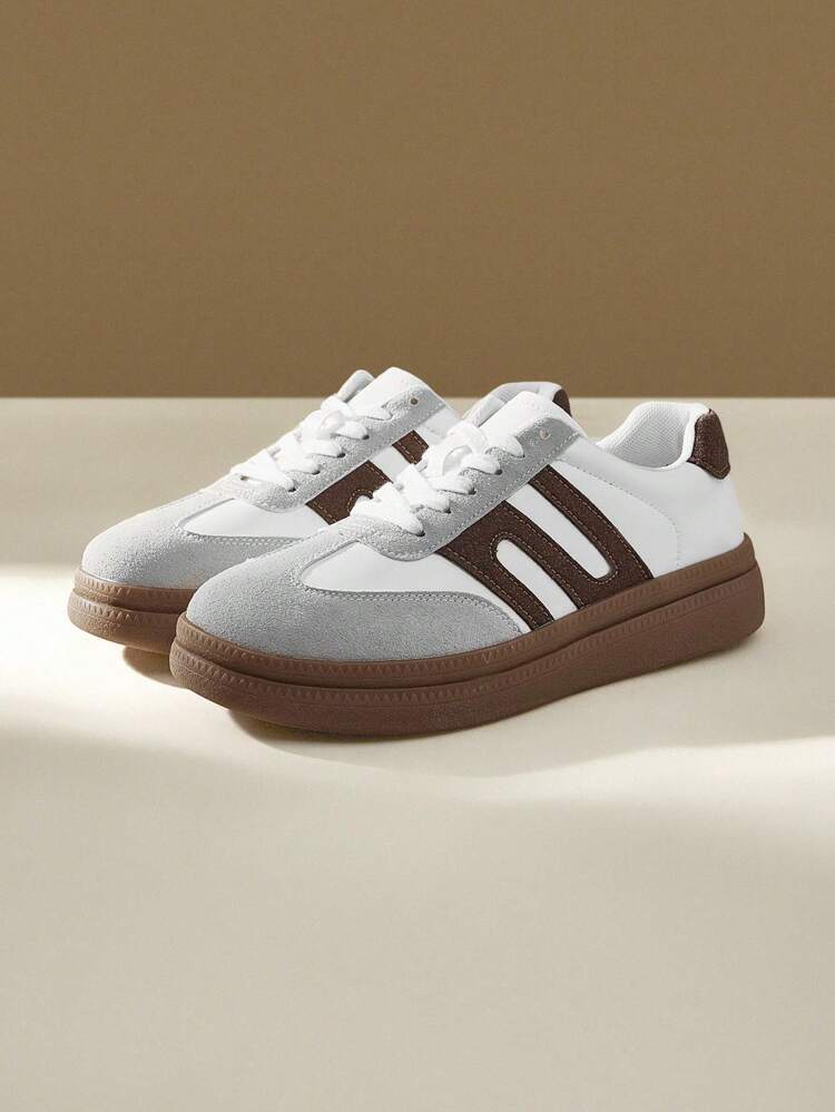 CUCCOO EASI Baskets décontractés à semelle épaisse avec motif berger allemand blanc pour femmes