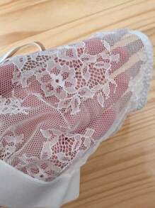 Women's Breathable Sexy Lace V-Neck Wireless Lingerie Bra - White - View 5