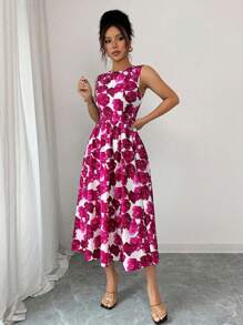 Rafferiza Women's Elegant Printed Mid-Length Dress Summer Dress - Multicolor - View 6