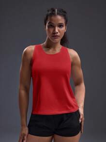 Powerista 女式简约纯色镂空工字背心，夏季 - 紅色 - 查看 3