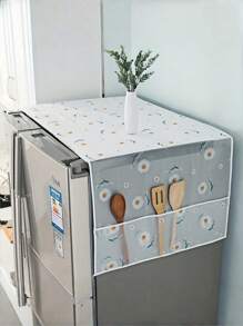 SHEIN 1pc Multifunctional Refrigerator Dust Cover With Pocket, 23.62in * 70.86in/21.65in * 51.18in, Suitable For Double Door And Single Door Refrigerators, Oil/Water Resistant, Modern Decorative Fabric Storage, Suitable For Home And Kitchen, Various Patterns, PET Material, Top Protector For Appliances | Decorative Storage | (Pattern Comes With The Machine) Refrigerator Cover Cloth Dust Cover Refrigerator Storage Bag Waterproof And Dustproof Household Single And Double Door Refrigerator Cover - Multicolor - View 4