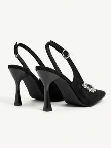 CUCCOO CHICEST 女士尖头水钻装饰细高跟鞋，优雅奢华浪漫性感哥特式黑色绒面革一脚蹬高跟鞋，正式礼服，婚礼宾客，下午茶，约会之夜，派对，适合婚礼、庆典、万圣节、圣诞节、感恩节、生日 - 黑色 - 查看 12