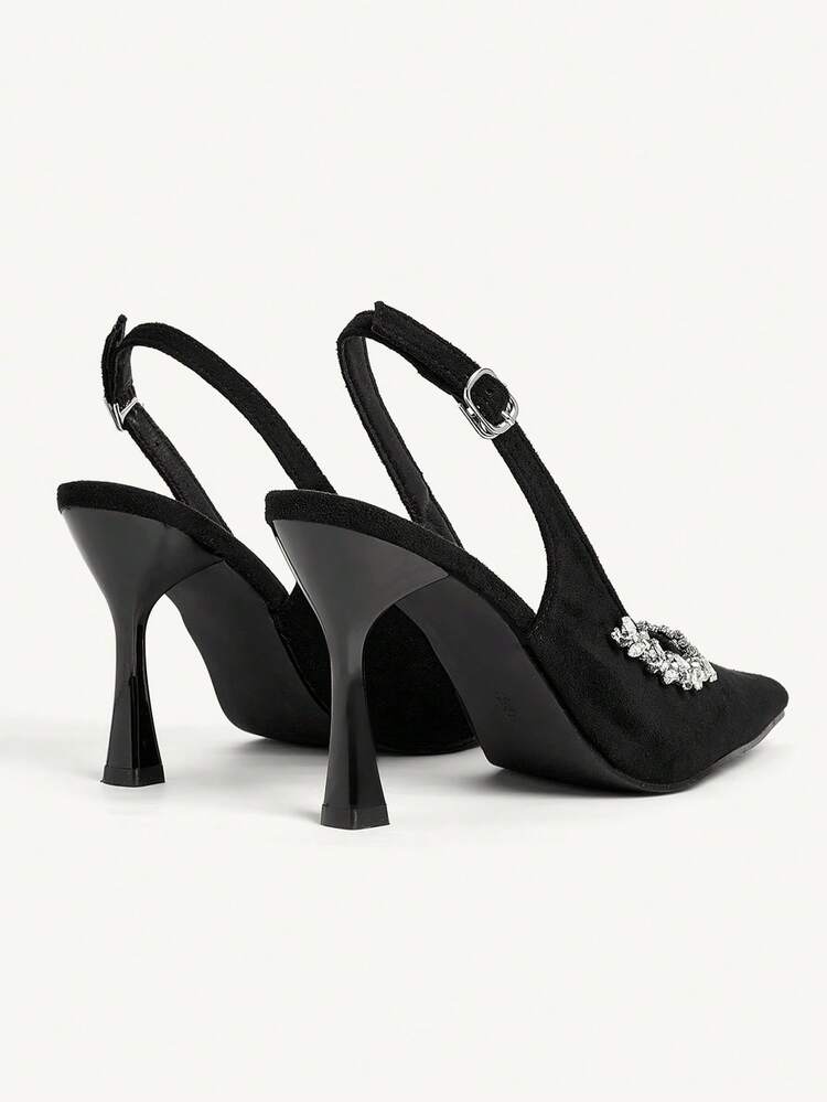 CUCCOO CHICEST Women's Pointed Toe Rhinestone Embellished Stiletto High Heel Shoes, Elegant Luxurious Romantic Sexy Gothic Black Suede Slip-On Pumps, Formal Dress, Wedding Guest, Afternoon Tea, Date Night, Party, Suitable For Weddings, Galas, Halloween, Christmas, Thanksgiving, Birthday Elegant Shoes Wedding Shoes Summer Shoes Bride Shoes