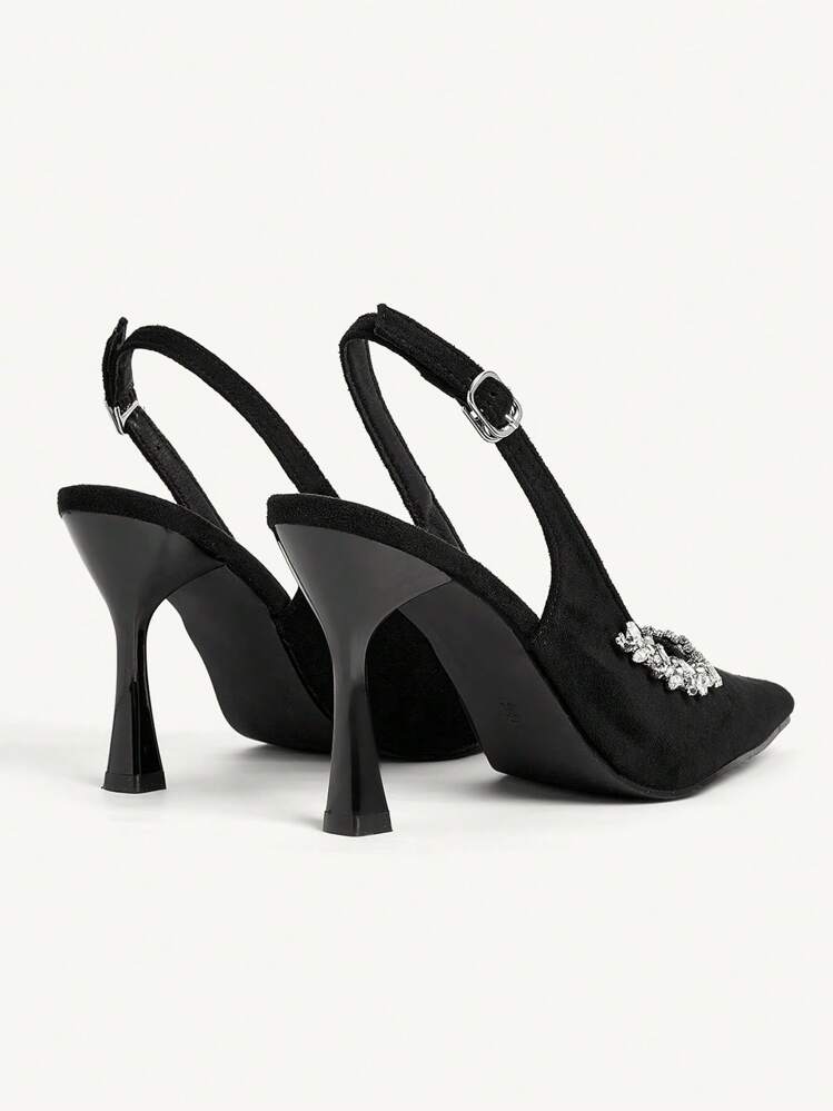 CUCCOO CHICEST أحذية كعب عالي مزينة بالراين ستون ذات رؤوس مدببة للنساء، أنيقة فاخرة رومانسية جذابة بتصميم جوتيك من الجلد الأسود الحريري، مناسبة للفساتين الرسمية، حفلات الزفاف، الحفلات المسائية، عشاء المواعدة، الحفلات، مناسبة للزفاف، السهرات الراقية، عيد الهالوين، عيد الميلاد، - الأسود - مشاهدة 12