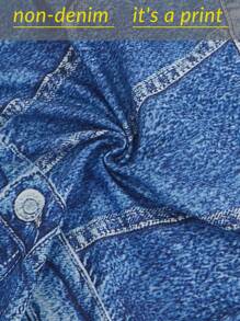 Denimoi One Shoulder Denim-Effect Print Bodycon Dress - Multicolor - View 8