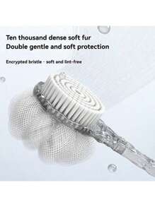 SHEIN Back Shower Body Brush, Usable At Both Ends, 2-In-1 Scrub, Back Scrub Bath Brush, Long Handled Exfoliating Bath Brush, Back Scrubber For Shower,Exfoliating Body Scrubber,Men's And Women's Exfoliating Body Brushes (Gray+White) Home Bathroom Decor Summer Back To School - Multicolor - View 7