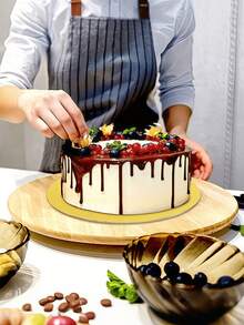 10 Buah Alas Kue Bulat Emas - Alas Kue Sekali Pakai Premium, Karton Anti Minyak untuk Kue Pernikahan/Ulang Tahun - Emas - View 5