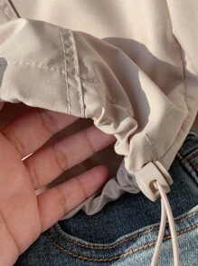 Comfortcana 卡其色大码女式休闲长袖拉链连帽夹克 - 卡其色 - 查看 5