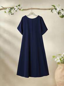 Rusticease 大码女式乡村度假复古休闲几何图案印花不对称拼接圆领短袖中长连衣裙适合春夏季穿着波西米亚风格服装度假连衣裙乡村演唱会服装乡村服装女士连衣裙休闲不对称连衣裙拼接连衣裙 - 彩色 - 查看 2