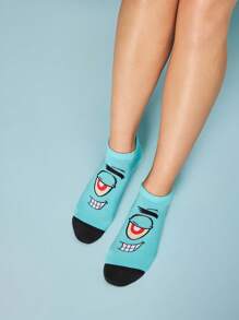 SpongeBob SquarePants | SHEIN 5 双柔软透气吸湿排汗休闲女士踝袜，带有 & & Squidward & Krusty Krab 时尚可爱的彩色短袜，加固脚趾和脚跟，经久耐用，男女通用，四季百搭，夏季冬季 - 彩色 - 查看 9