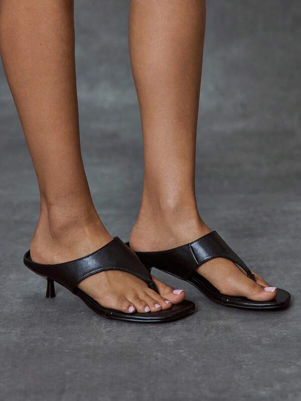 MUSERA Sandalias de tacón de gatito con tira gruesa y tanga