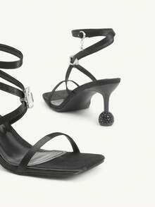 CUCCOO CHICEST Women's Fashion Square Toe High Heel Sandals - Black - View 11