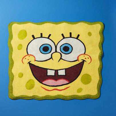 SpongeBob SquarePants | SHEIN 1pc Cartoon Pattern Decorative Floor Rug, Multiple Sizes Available, Non-Slip Backing, Suitable For Home Decor, Entryway, Bathroom And More