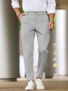 Manfinity Bizformal Men's Casual Versatile Commuter Solid Color Tapered Pants, Fall