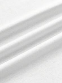 Manfinity Dauomo Y2K 复古字母图案印花圆领短袖T恤，适合所有季节 - 白色 - 查看 4